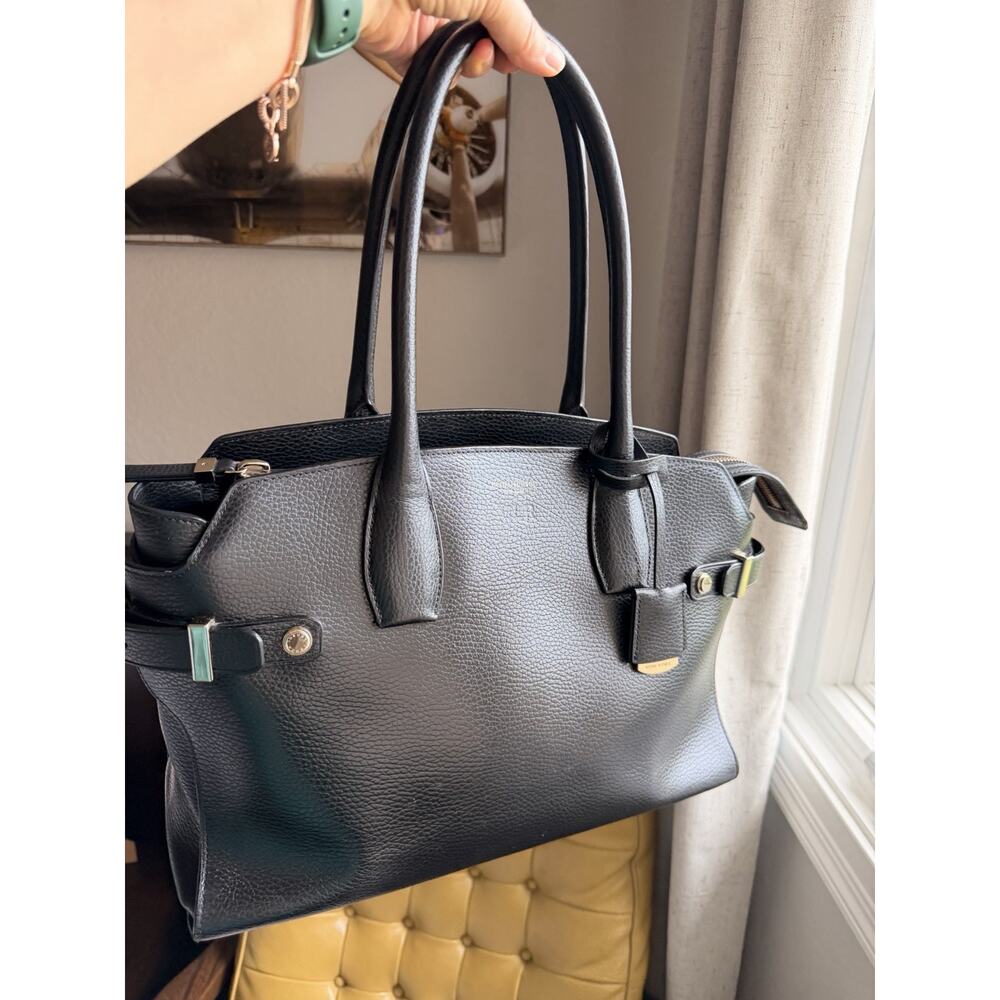 Henri Bendel Black Pebble Leather Tote with Gold Hardware Authentic - Picture 6 of 16